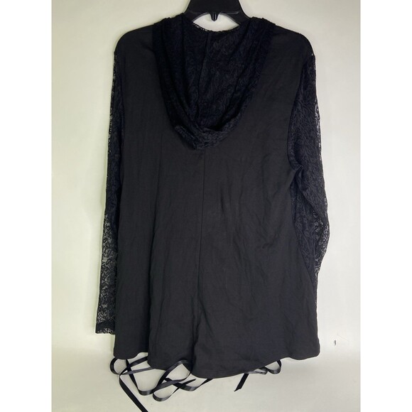Tripp NYC Black Lace Up Corset Style Zip Hoodie Womens Plus Size 1 1X Goth Emo - Picture 2 of 13